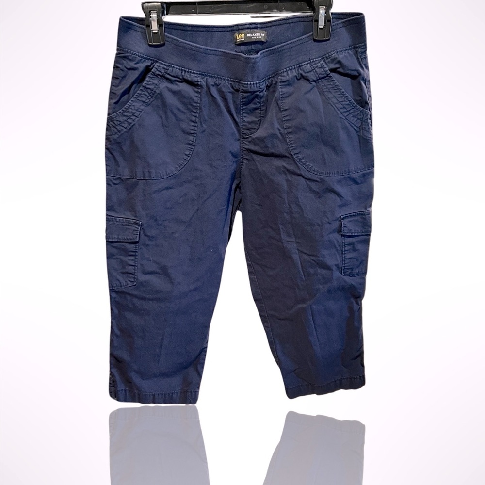 Lee petite medium navy relaxed fit capris